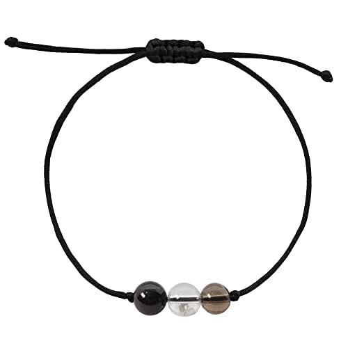 New BOHO GARDEN Healing Bead Bracelets - Spiritual Crystal Beaded Bracelet - Made of 3 Real & Natural Gemstones, Adjustable 3-9.7” Black Rope - Gem Stones Jewelry for Men, Women, Teens, Kids - 8mm