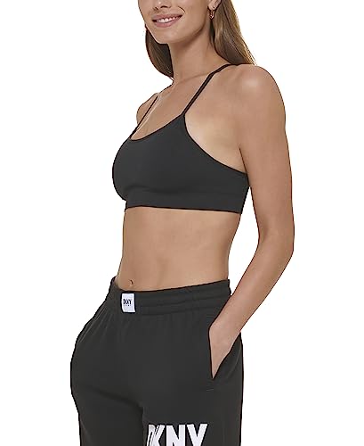 DKNY Women's Support Yoga Spaghetti Strap Everyday Bra, Black, Medium