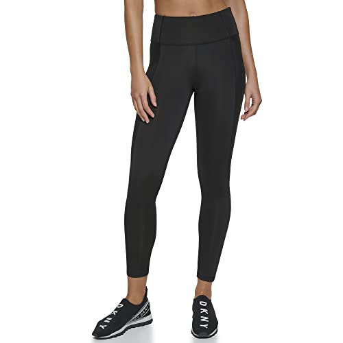 DKNY Women's Sport Tummy Control Workout Yoga Leggings, Black, Medium