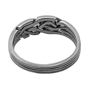 OFLIUM Olympic 5 Band Handmade Turkish Puzzle ring 925 Sterling Silver five pieces wrapped interlocking Knott inspired stacking Ladies men Stacking elegance Unique ring Puzzle ring SILVER (10)