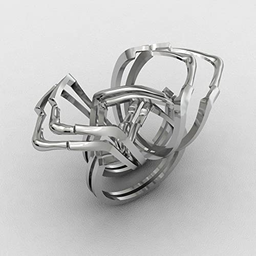 OFLIUM Puzzle Ring 8 Band Handmade Classical Tradational Turkish Puzzle ring 925 Sterling Silver eight pieces wrapped interlocking Knott inspired stacking Ladies men Stacking elegance Unique ring for