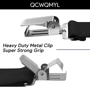 QCWQMYL Men's Trucker Side Clip Suspenders for Men Heavy Duty 2'' Wide X Style Big and Tall Black Suspenders Work Braces