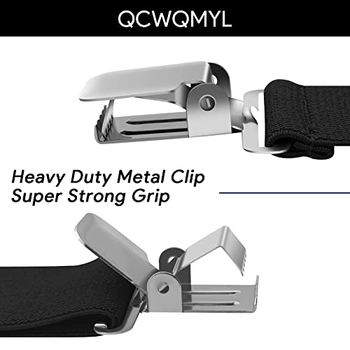 QCWQMYL Men's Trucker Side Clip Suspenders for Men Heavy Duty 2'' Wide X Style Big and Tall Black Suspenders Work Braces