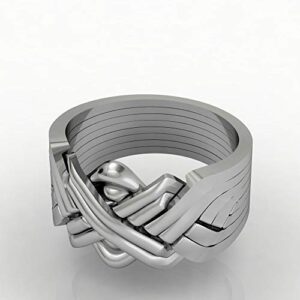 OFLIUM Puzzle Ring 8 Band Handmade Classical Tradational Turkish Puzzle ring 925 Sterling Silver eight pieces wrapped interlocking Knott inspired stacking Ladies men Stacking elegance Unique ring for