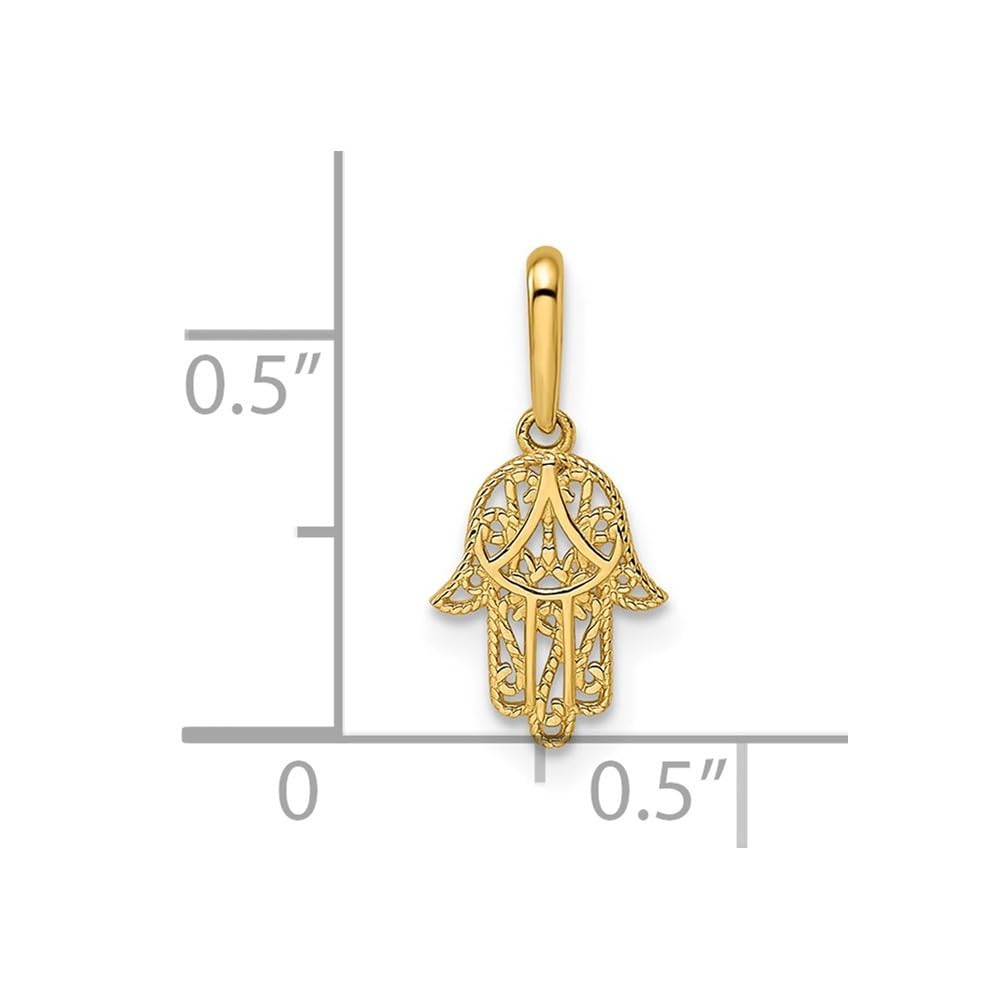 Auriga Fine Jewelry 14k Yellow Gold Hamsa Pendant Fine Jewelry for Women (L-11.25mm, W-7.75mm) (AFJ-QG-YC1502)