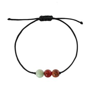 BOHO GARDEN Zodiac Bead Bracelets,3 Polished Birthstone Crystal Beaded Bracelets,Made of Real & Natural Gemstones, Adjustable 3-9.7” Black Rope,Jewelry for Men, Women, Teens,8mm Beads…, Polyester