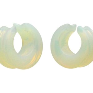 Mystic Metals Body Jewelry Pair of Double Flare Opalite Stone Saddle Spreaders (STN-674) (1-1/8" (28mm))