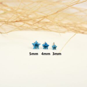 12 Pairs 18K Gold Plated Surgical Stainless Steel Stud Earrings, Star Heart Stud Earring for Women, Cubic Zirconia Birthstone Stud Earrings Set (Silver star 3mm)