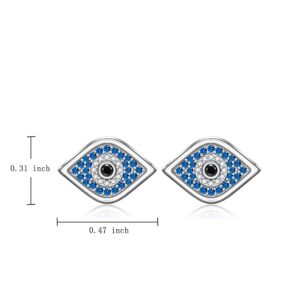 Evil Eye Earrings for Women Sterling Silver Blue Evil Eye Stud Earrings Mini Studs CZ Birthday Gifts