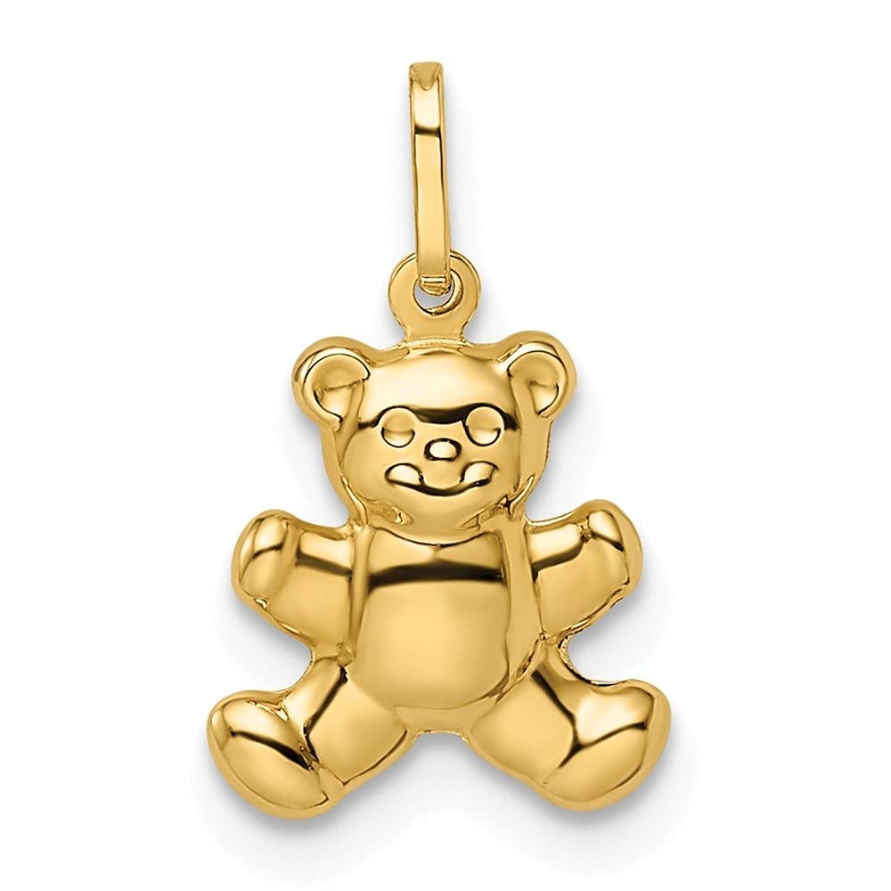 Auriga Fine Jewelry 14K Yellow Gold Puffed Teddy Bear Pendant for Women (L- 0.69 Inch, W- 0.4 Inch)