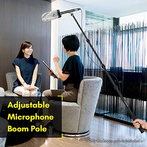 Andoer Handheld Microphone Boom Arm 5-Section Extendable Mic Arm Aluminum Alloy Boom Pole for Microphones 1/4 Inch Screw & Thread with Foam Grip Locks 40cm-155cm Adjustable Length 3kg Load