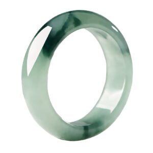 BJIMIDTI Natural A Grade Green Jade Rings for Women, 100% Genuine Burma Jade Band Ring, Real Good Luck Wealth Jadeite Jade Ring Jewelry Gifts for Women,Green,Size 8