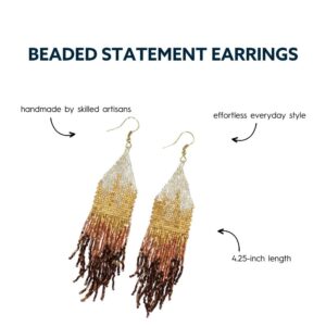 INK+ALLOY Claire Ombre Mixed Metallic 4.25-Inch Beaded Fringe Luxe Earrings Handmade Jewelry for the Modern Bohemian (Mixed Metallic)