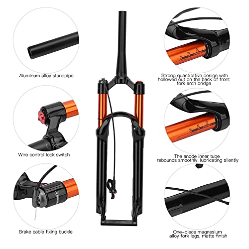 Uxsiya Bike Accessory, Quiet Driving Good Lock Control Air Front Fork Wire Control Front Fork for 27.5in Mountain Bike