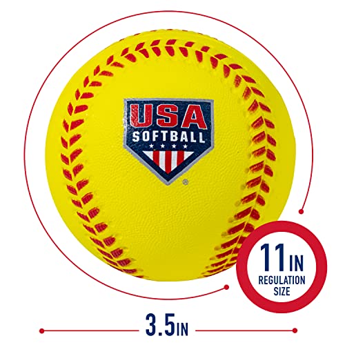 Franklin Sports Foam Practice Softballs - (4) USA Softball Official Size Foam Softballs for Kids - Squishy Foam Softball Balls - Great for Youth Training + Practice, Yellow