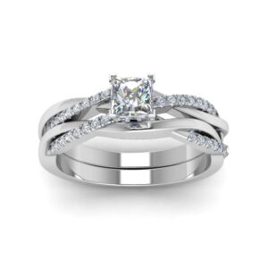 SISGEM Princess Cut Engagement Rings Set for Women,1.84/2.84 CTW Infinity Twist Moissanite Rings Sterling Silver Wedding Engagement Anniversary Set Bands Free Engraved