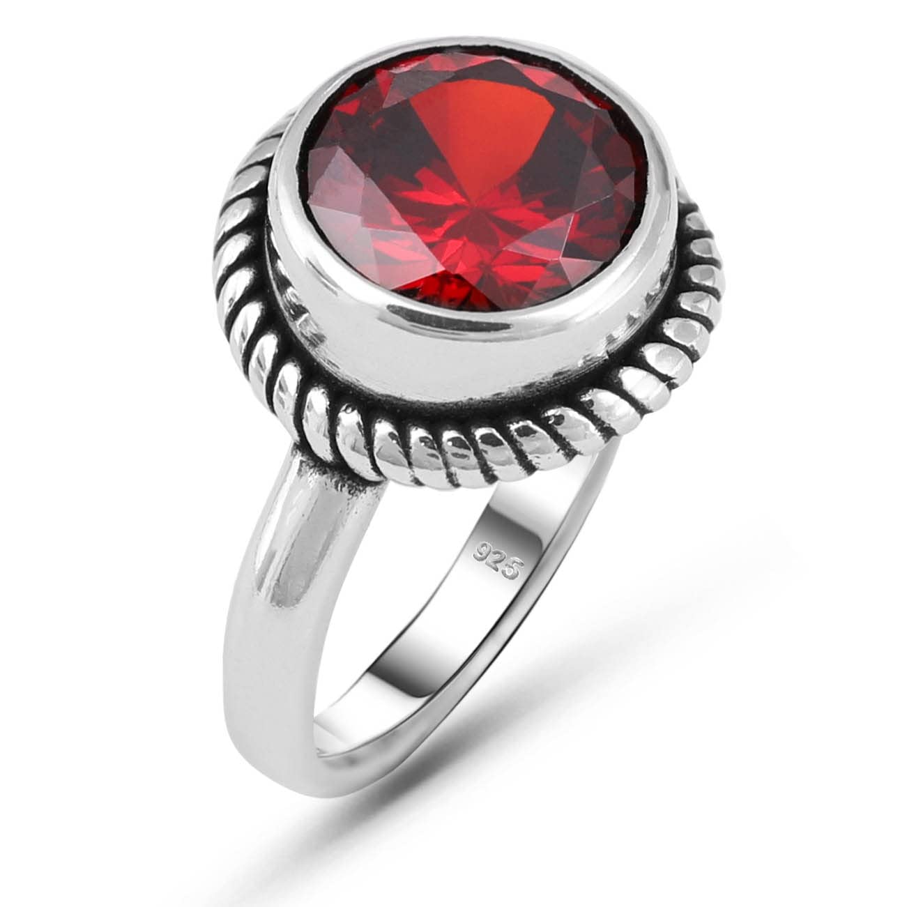 LOMBARDY JEWELRY Genuine 925 Sterling Silver Round Brilliant Cut Red Cz Cubic Zirconia Ruby Color Stone Luxury Gift Ring for Her (8)