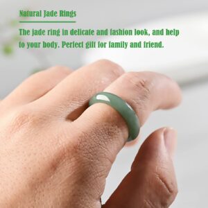 BJIMIDTI Natural A Grade Green Jade Rings for Women, 100% Genuine Burma Jade Band Ring, Real Good Luck Wealth Jadeite Jade Ring Jewelry Gifts for Women,Green,Size 8