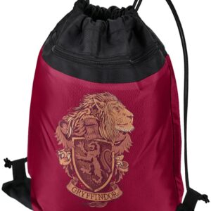 LOGOVISION Harry Potter Gryffindor Lion Crest Drawstring Backpack Sports Bag Sackpack 17" x 13", Perfect for Gym, Yoga or Practice