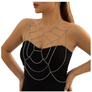 Summer Multi- layer Body Chain Sexy Spider Web Chest Chain Shoulder Bra Harness Choker Body Jewelry Accessories for Women