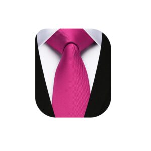 hisdern hot pink ties for men solid color mens ties classic woven satin formal fuchsia necktie wedding business