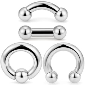 Ocptiy 4G Septum Ring Earrring Gauges Tunnel Plug Piercing stretching kit Big Large Septum Nose pincher Pa Ring Hoop Stainless Surgical Steel Cartilage Helix Tragus Earring Piercing Jewerly Women Men