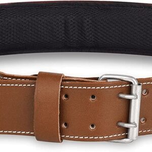 LAUTUS 3-Inch Tapered Padded Work Belt in Heavy Oiled Tanned Leather| 32-Inch to 45-Inch | Brown|