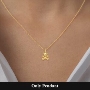 Auriga Fine Jewelry 14K Yellow Gold Puffed Teddy Bear Pendant for Women (L- 0.69 Inch, W- 0.4 Inch)