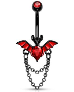 melighting bat belly button rings 14g halloween belly rings stainless steel 316l clear red cz black belly piercing jewelry for women