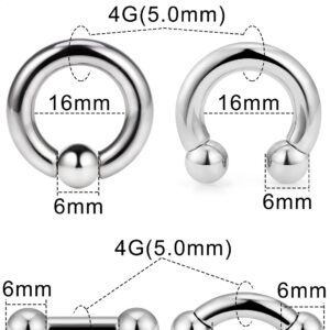 Ocptiy 4G Septum Ring Earrring Gauges Tunnel Plug Piercing stretching kit Big Large Septum Nose pincher Pa Ring Hoop Stainless Surgical Steel Cartilage Helix Tragus Earring Piercing Jewerly Women Men