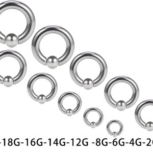 Ocptiy 0G 4G 2G 6G 8G 12G 14G 16G 18G 20G Ear Earring Gauge Septum Ring Piercing Jewelry Stretching Kit Stainless Surgical Steel septum nose Lip Pa Cartilage Helix Daith Ring Earring Hoop Women Men