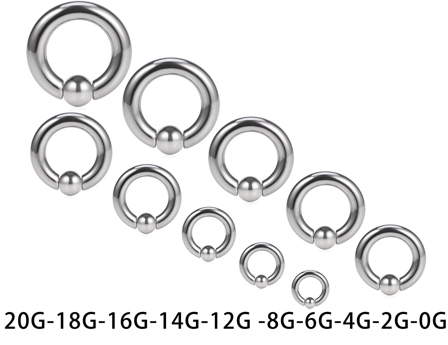 Ocptiy 0G 4G 2G 6G 8G 12G 14G 16G 18G 20G Ear Earring Gauge Septum Ring Piercing Jewelry Stretching Kit Stainless Surgical Steel septum nose Lip Pa Cartilage Helix Daith Ring Earring Hoop Women Men