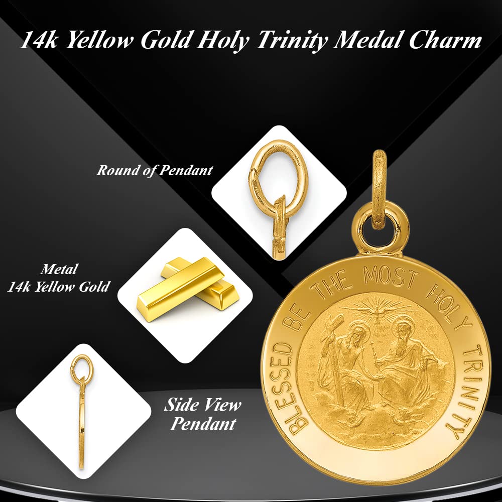 Auriga Fine Jewelry 14k Yellow Gold Holy Trinity Medal Pendant (L- 16 mm, W- 11.5 mm) Gift for Women