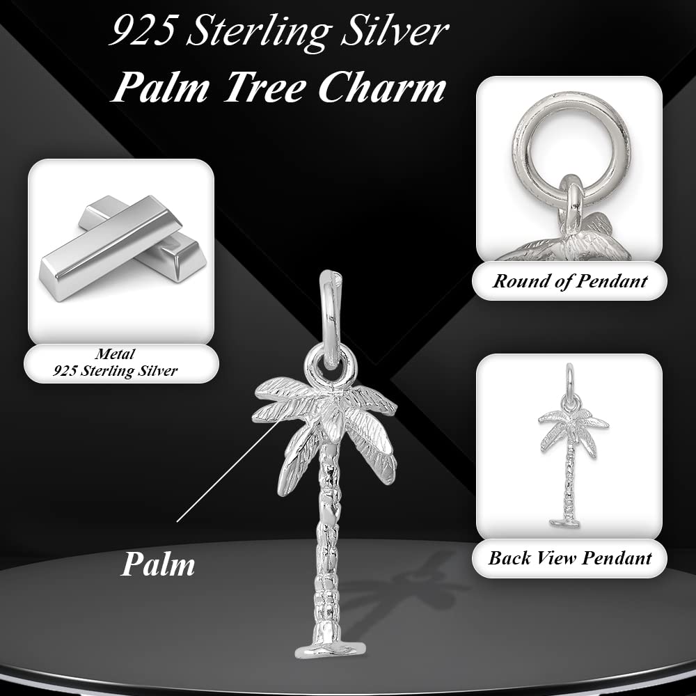 Auriga Fine Jewelry Sterling Silver Palm Tree Charm Pendant Gift for Women