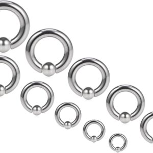 Ocptiy 0G 4G 2G 6G 8G 12G 14G 16G 18G 20G Ear Earring Gauge Septum Ring Piercing Jewelry Stretching Kit Stainless Surgical Steel septum nose Lip Pa Cartilage Helix Daith Ring Earring Hoop Women Men