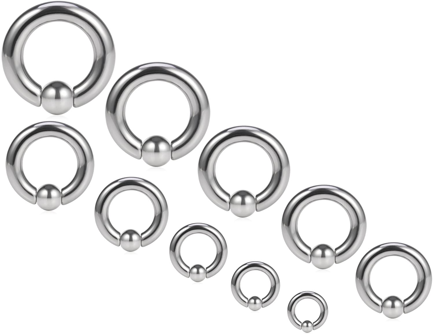 Ocptiy 0G 4G 2G 6G 8G 12G 14G 16G 18G 20G Ear Earring Gauge Septum Ring Piercing Jewelry Stretching Kit Stainless Surgical Steel septum nose Lip Pa Cartilage Helix Daith Ring Earring Hoop Women Men