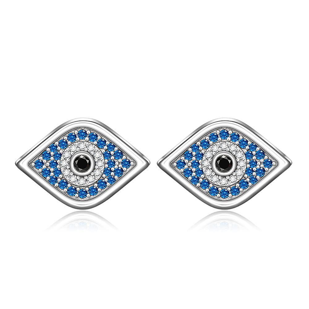 Evil Eye Earrings for Women Sterling Silver Blue Evil Eye Stud Earrings Mini Studs CZ Birthday Gifts