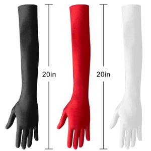 Nackiy Long Black Opera Gloves for Women, 1920s Satin Stretchy Elbow Length Party Gloves Costumes Bridal, 20inch