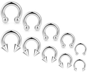 ocptiy 6g 8g 12g 14g 16g ear earrings gauges septum plugs tunnels stretching kit surgical stainless steel horseshoe eyebrow lip belly nipple ring cartilage helix tragus earrings piercing kit