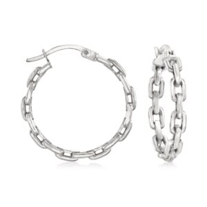 Ross-Simons Sterling Silver Paper Clip Link Hoop Earrings