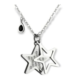 MOXIE ACCESSORIES Stainless Steel Dainty Stars and Teardrop Charm Necklace Pendant