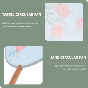 translucent round fan handheld fan silk fan with tassels handheld mini fan fans handheld large hand fan China fan Tassel Circular Fan Translucent Silk Fan Chinese style kung fu fan