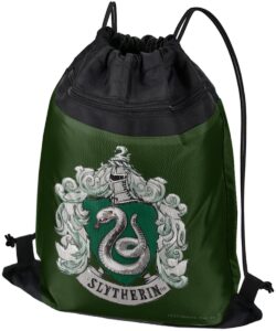 logovision harry potter slytherin painted crest drawstring backpack sports bag sackpack 17" x 13", perfect for gym, yoga or practice