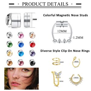 JOERICA Fake Nose Ring Magnetic Nose Ring Nose Stud Fake Nose Piercing Magnet Faux Nose Ring Frog Gold Nose Cuffs for Non Pierced Nose