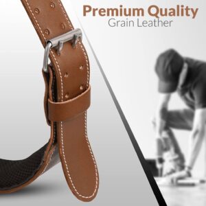 LAUTUS 3-Inch Tapered Padded Work Belt in Heavy Oiled Tanned Leather| 32-Inch to 45-Inch | Brown|