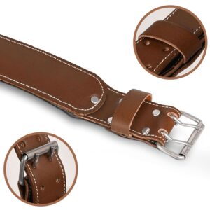 LAUTUS 3-Inch Tapered Padded Work Belt in Heavy Oiled Tanned Leather| 32-Inch to 45-Inch | Brown|