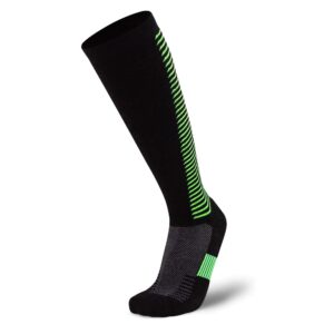 Pure Athlete Wool Compression Ski Socks - Ultra Compression Thermal Boot Socks for Skiing Hiking Hunting Cold Weather (Black/Neon Yellow, X-Large)