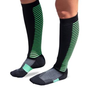 Pure Athlete Wool Compression Ski Socks - Ultra Compression Thermal Boot Socks for Skiing Hiking Hunting Cold Weather (Black/Neon Yellow, X-Large)