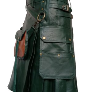 Custom Made Genuine Cowhide Leather Utility Kilt Scottish Warrior Traditional Highland Kilt for Men with Leather Sporran (Made to Order Click on Customize Now)