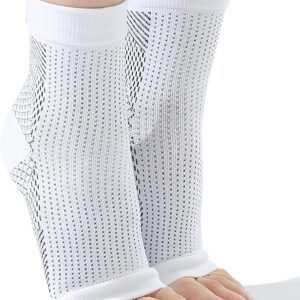 Soothe Socks for Neuropathy Pain, Outdoor Sports Ankle Compression Foot Cover, Soothe socks for Neuropathy, Soothe socks for Foot, Ankle Brace Compression Support (White, Small/Medium)